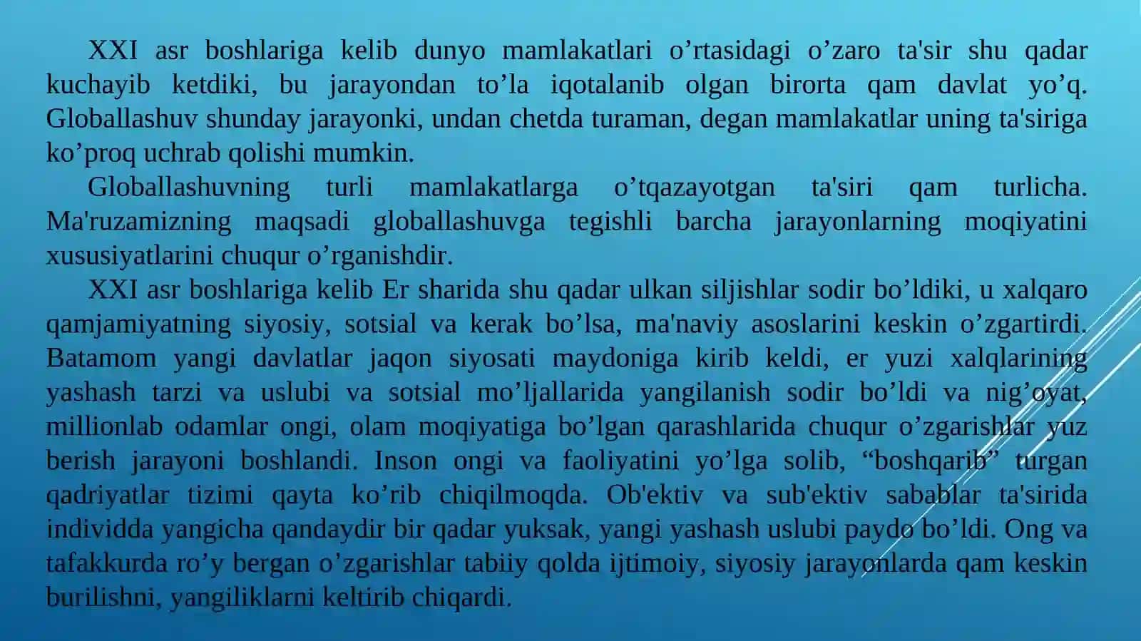 Globallashuv jarayonlarida milliy g’oyaga ehtiyojning ortishi 4
