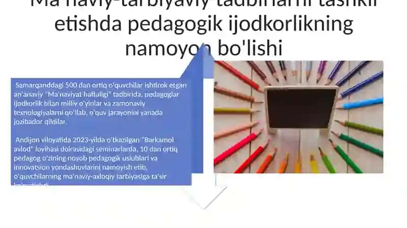 Ma'naviy-tarbiyaviy tadbirlarni tashkil etishda pedagoglarda kreativ sifatlarini namoyon boʻlishi 4