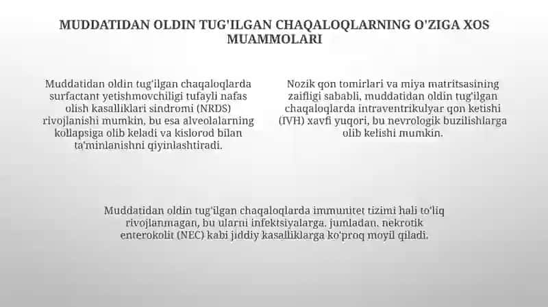Tug‘ma anomaliyalar. Chala tug‘ilganlardagi buzilishlar 4