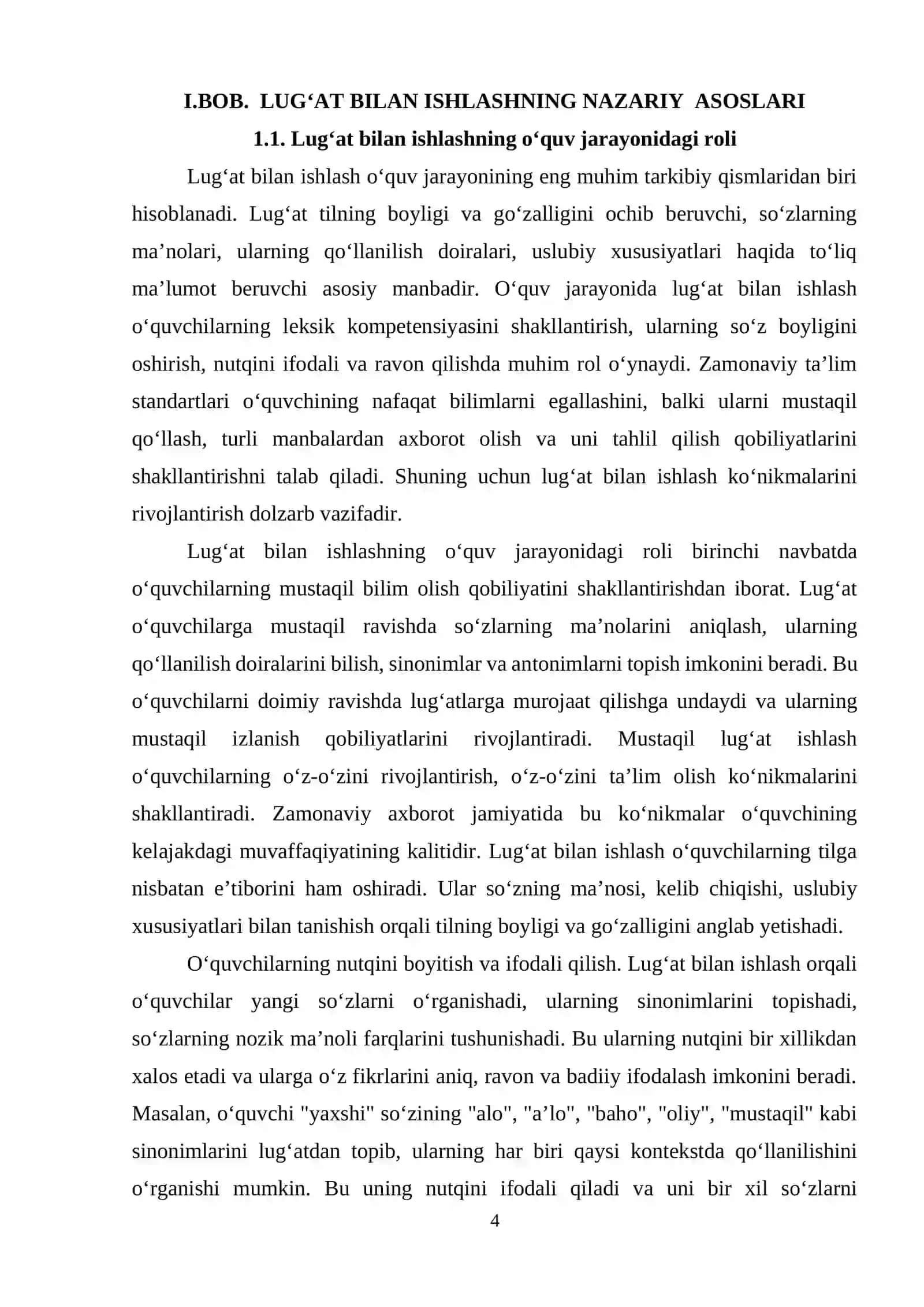 ONA TILI DARSLIGI ASOSIDA LUG‘AT BILAN ISHLASH METODIKASI 4