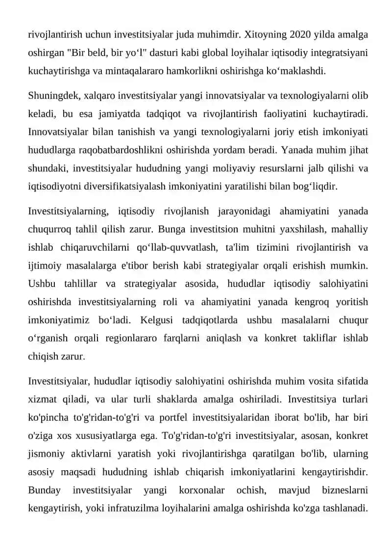 Hududlar iqtisodiy salohiyatini oshirishga yo'naltirilgan investitsiyalar 4