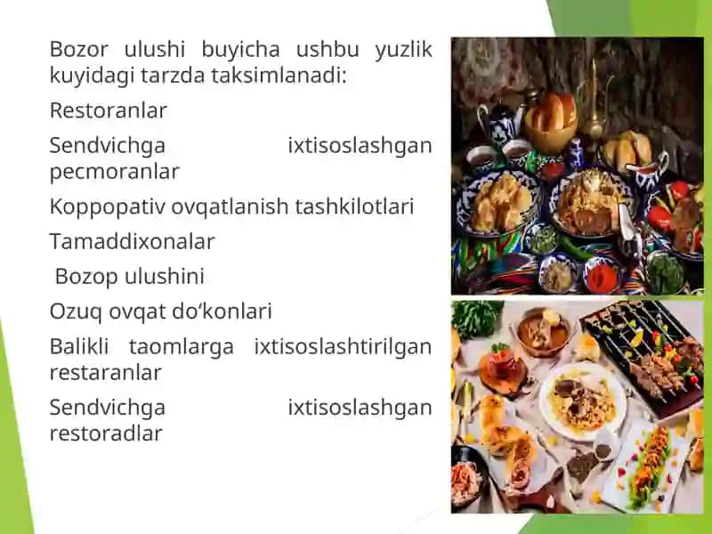 Turizm sohasida restoranlar ovqatlantirishning asosiy tizimi sifatida 4