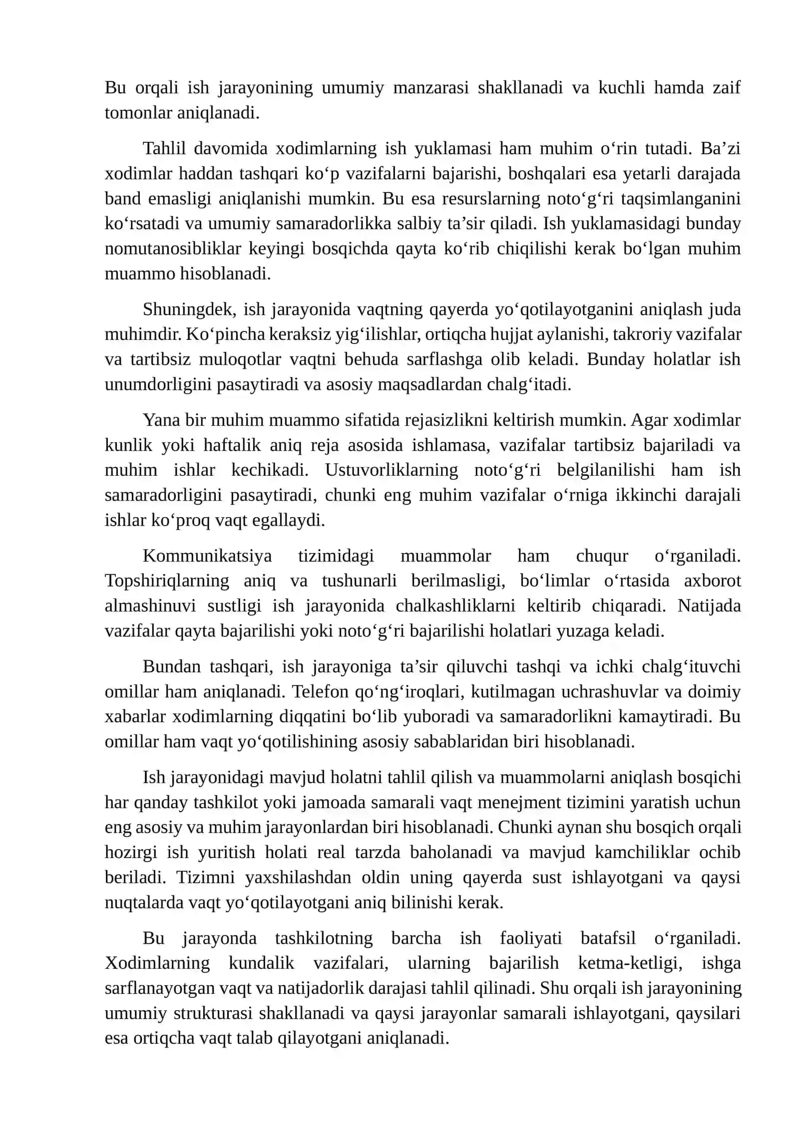 ISH JARAYONINI OPTIMALLASHTIRISH UCHUN VAQT MENEJMENT TIZIMINI YARATISH VA MUAMMONI ANIQLASH 4