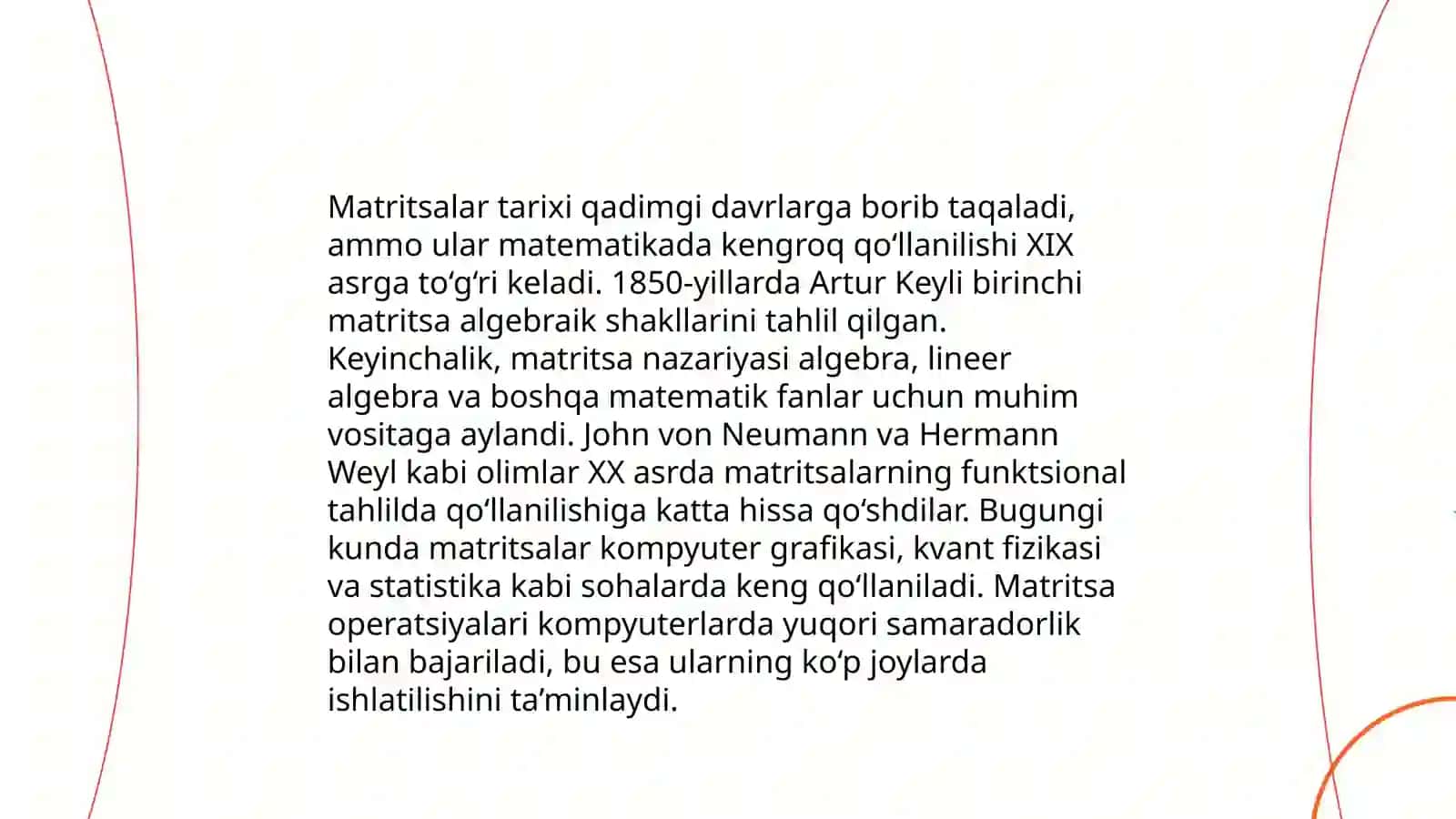 Matritsalarni tashkil etish slayd 4