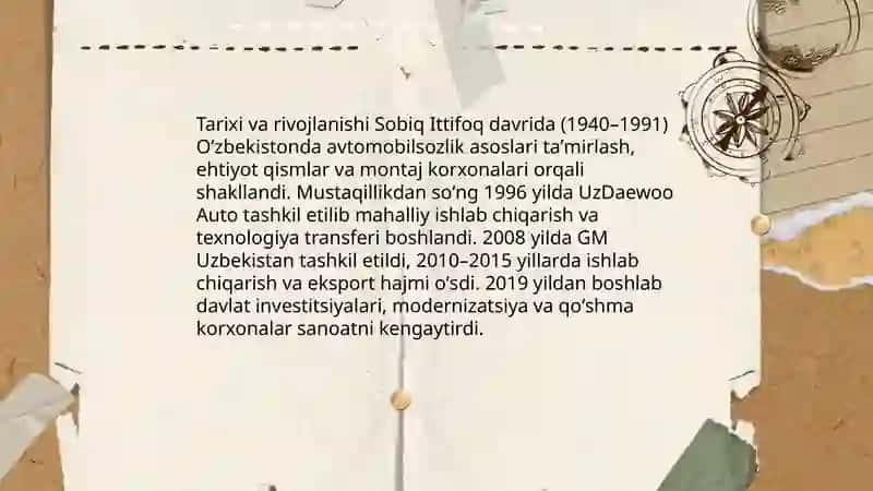 OʻZBEKISTON avtomobilsozlik sanoati 4
