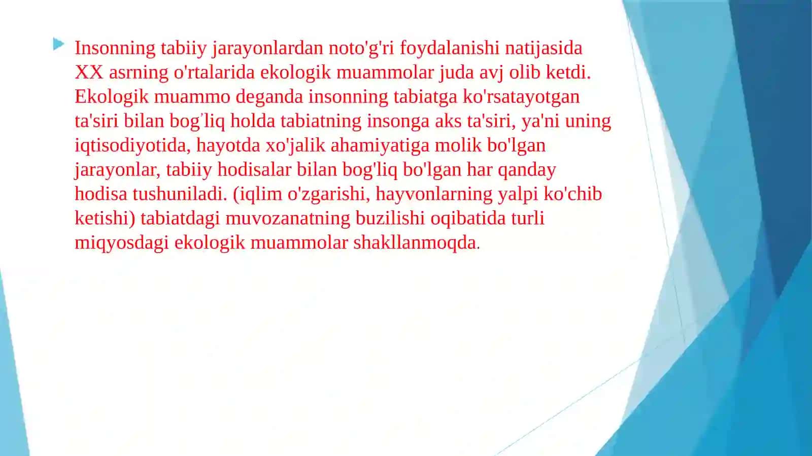 Ekologik muammolar va hal qilish yo'llari 4