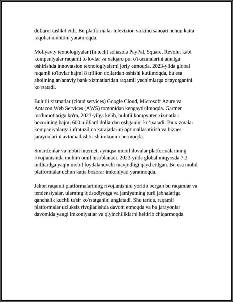 JAHONDA RAQAMLI PLATFORMALARNI RIVOJLANISH TENDENSIYALARI VA TURLARI 4