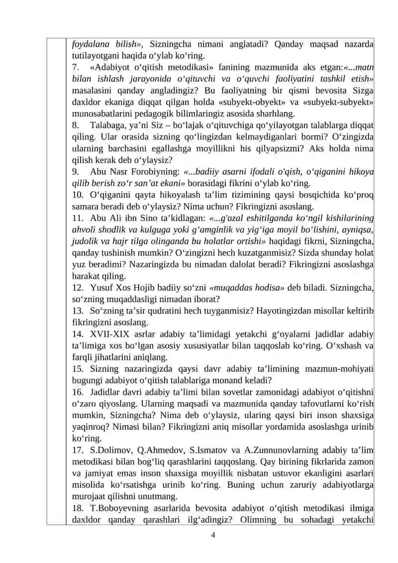O‘zbek Adabiyotini O‘qitish Metodikasi 4