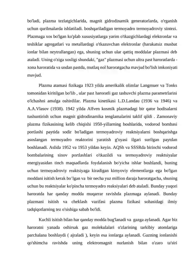 Moddaning agregat holati: plazma haqida 4