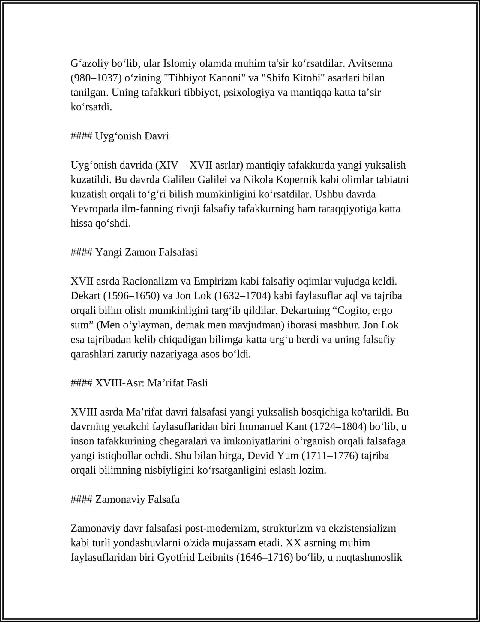 3-FALSAFIY TAFAKKUR TARAQQIYOTI;G'ARB FALSAFASI 4