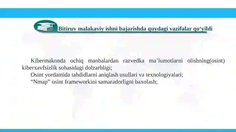 KIBERMAKONDA OCHIQ MANBALARDAN RAZVEDKA MA’LUMOTLARINI OLISH (OSINT) USULLARI VA TEXNOLOGIYALARI 4