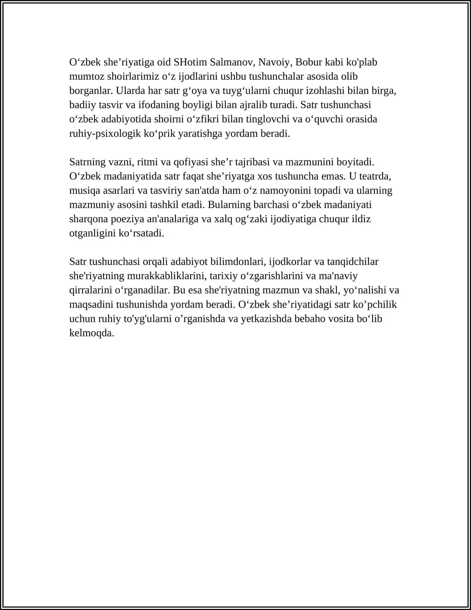 SATRLAR VA KENGAYTIRILGAN BELGILAR. CHAR TOIFASIDAGI SATRLAR HAQIDA UMUMIY TUSHUNCHA. SATR STANDART FUNKSIYALARI VA ULAR YORDAMIDA SATRLARGA ISHLOV BERISH 4