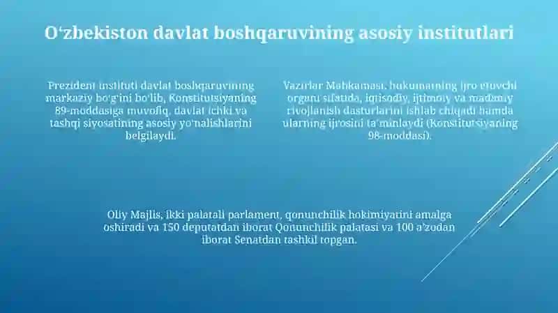Oʻzbekiston Davlat Mexanizmlari: Asosiy Tamoyillar va Tuzilma 4