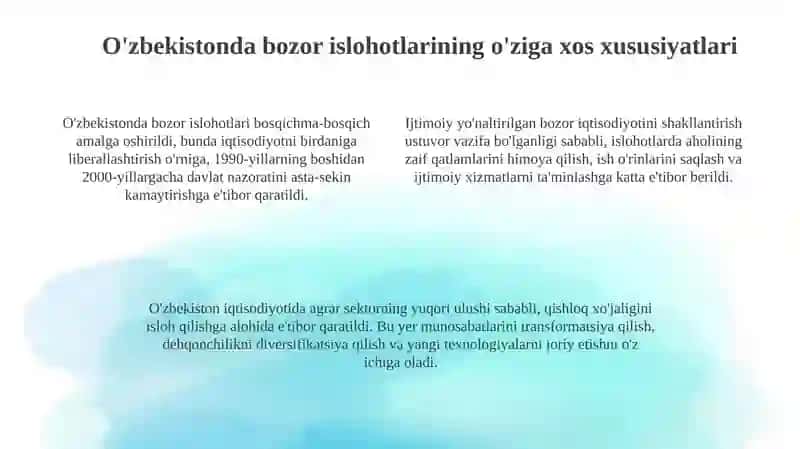 Bozor iqtisodiyotiga õtish davri va uning Õzbekistondagi xususiyatlari 4