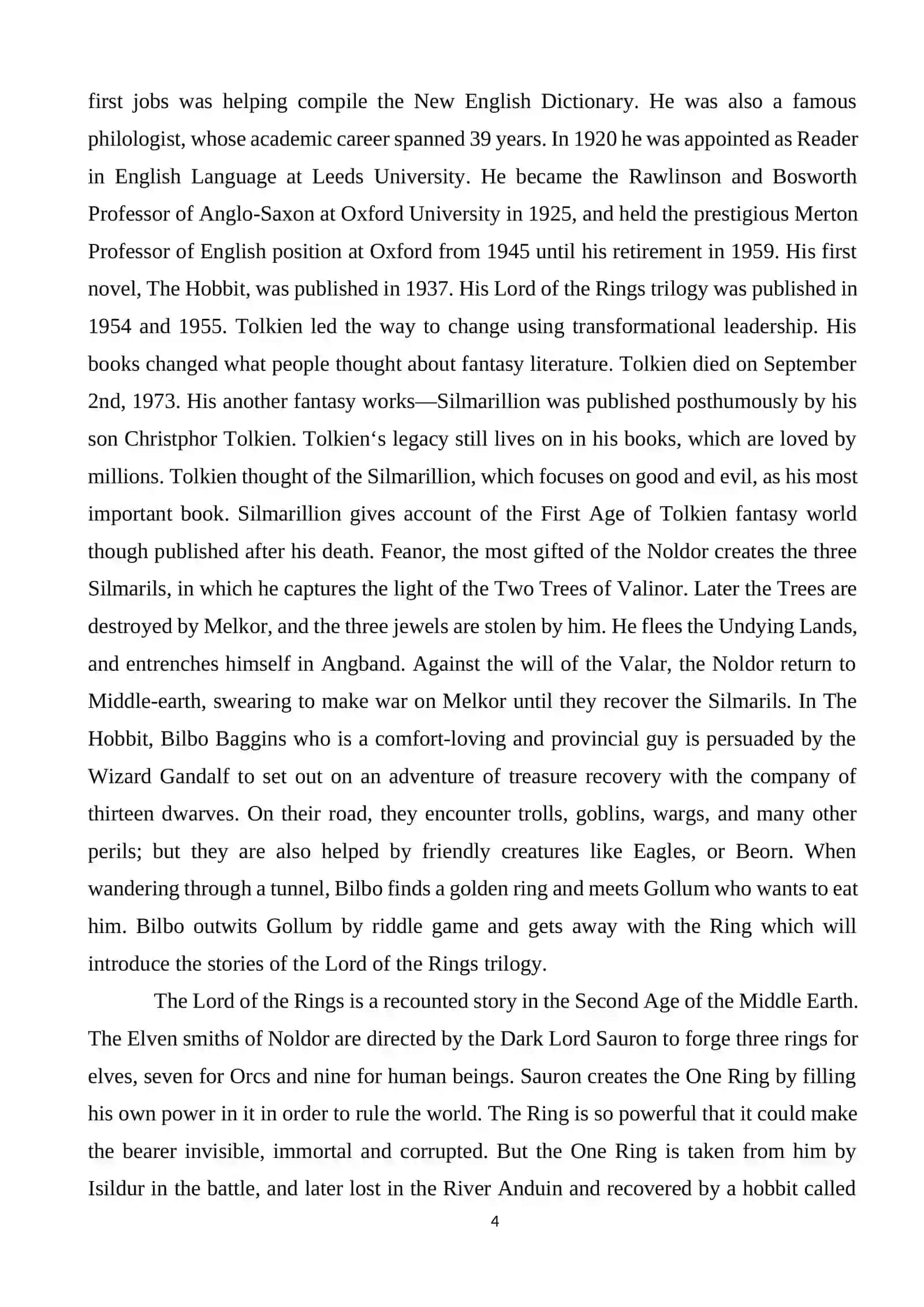 Tolkien's fantasy world in "The lord of the rings" 4