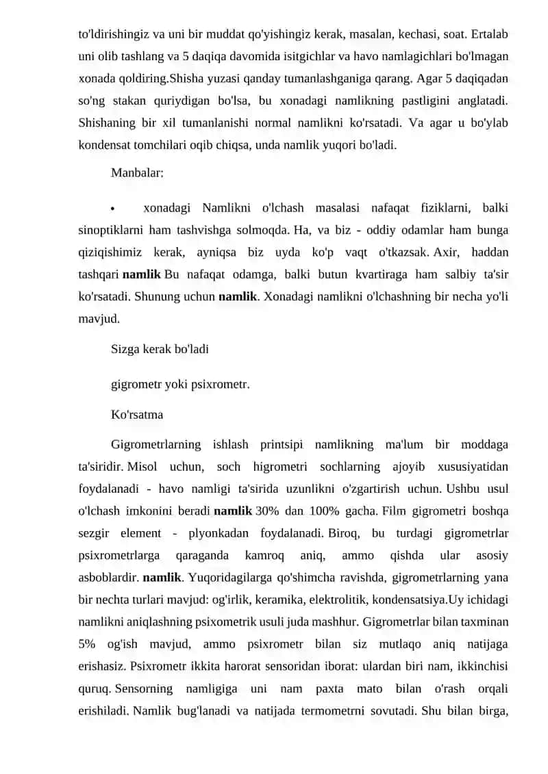 Oddiy insonning “TIBBIY VA BIOLOGIK FIZIKA” fanidan “Avgust va Assman psixrometrlarida namlikni aniqlash.” 4