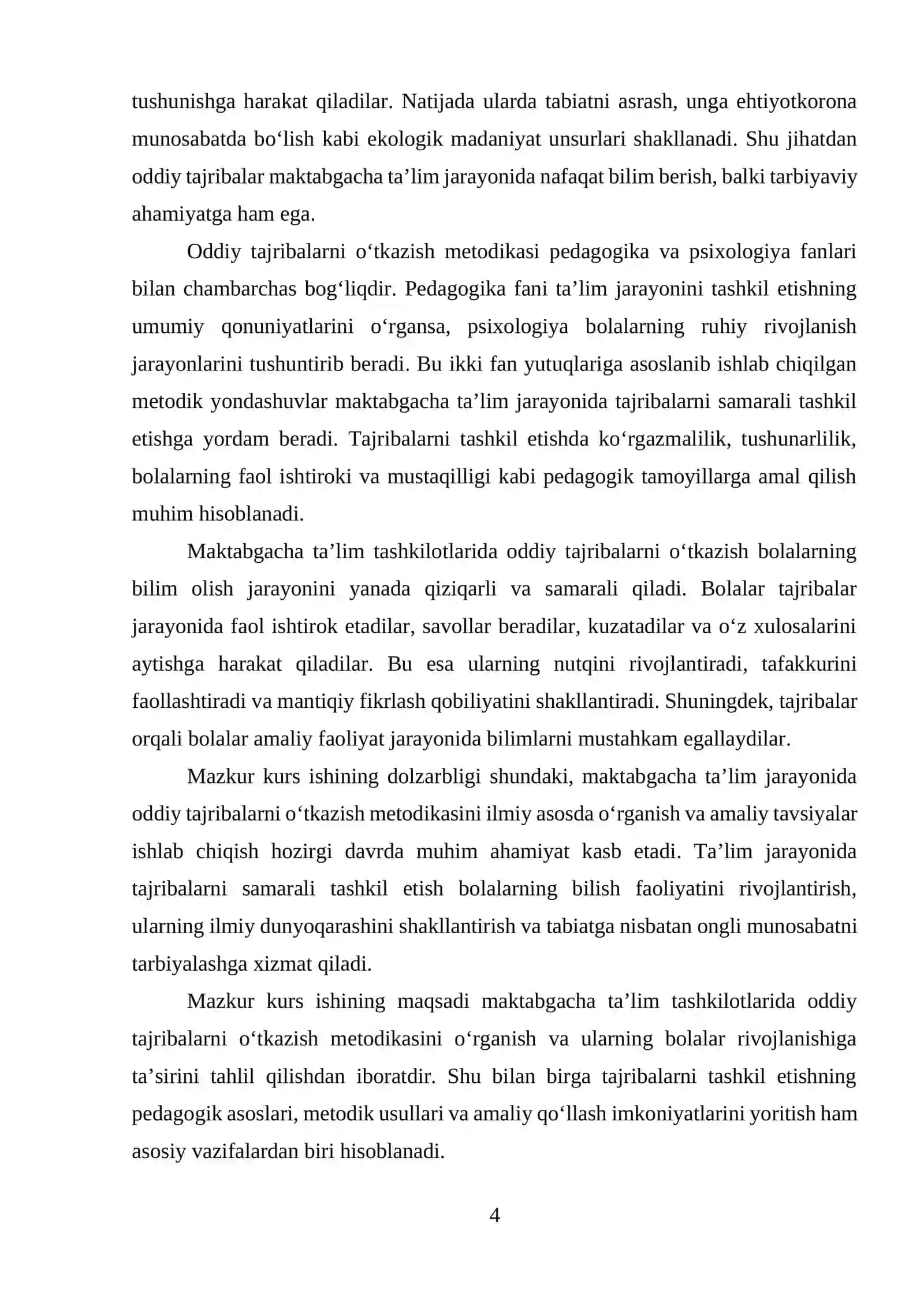 Maktabgacha ta'limda oddiy tajribalar tashkil etishning nazariy asoslari 4