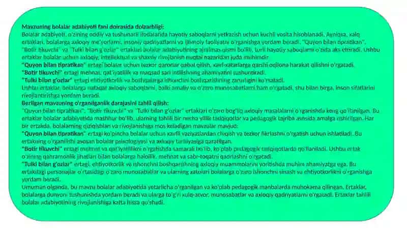 Mamaraximova Gulirano Bolalar adabiyotifanidan 2-topshiriq 4