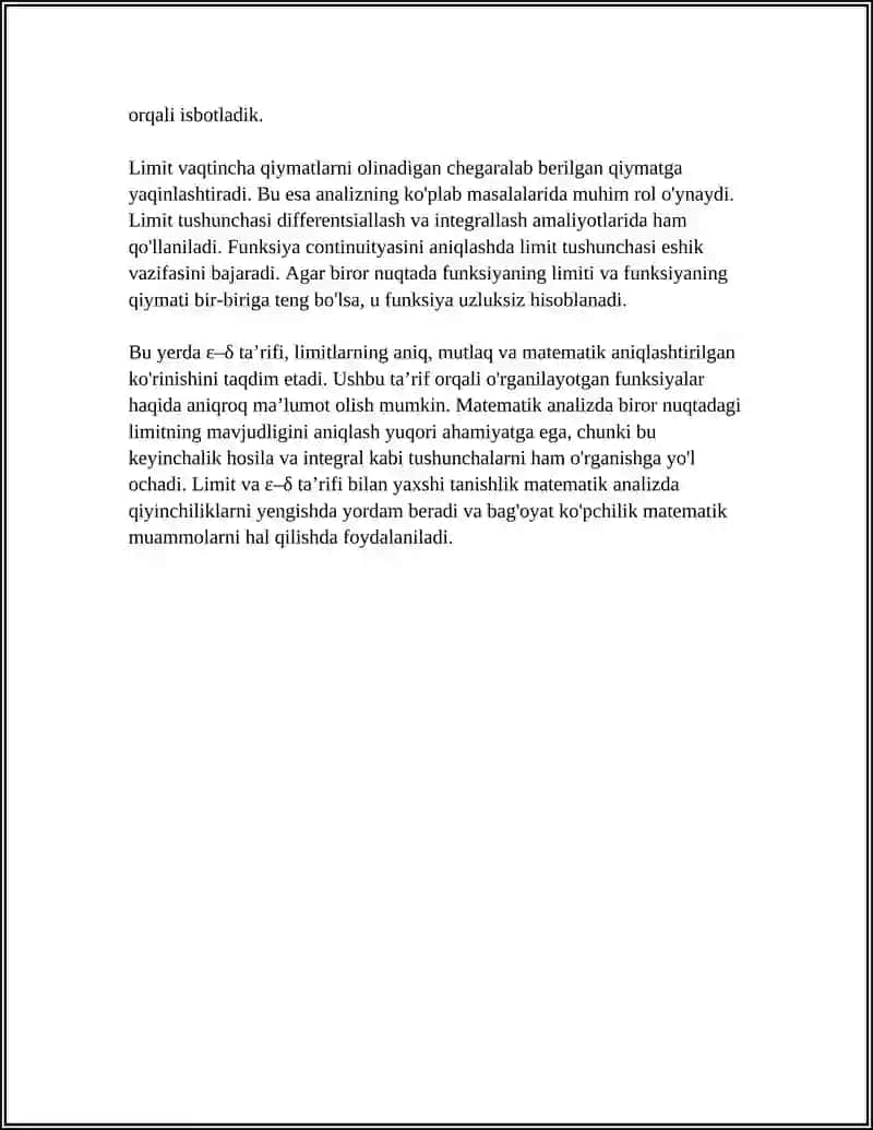 LIMITLAR HAQIDA ASOSIY TEOREMALAR.BIR TOMONLAMA LIMITLAR.CHEKSIZ KICHIK VA CHEKSIZ KATTA MIQDORLAR 4