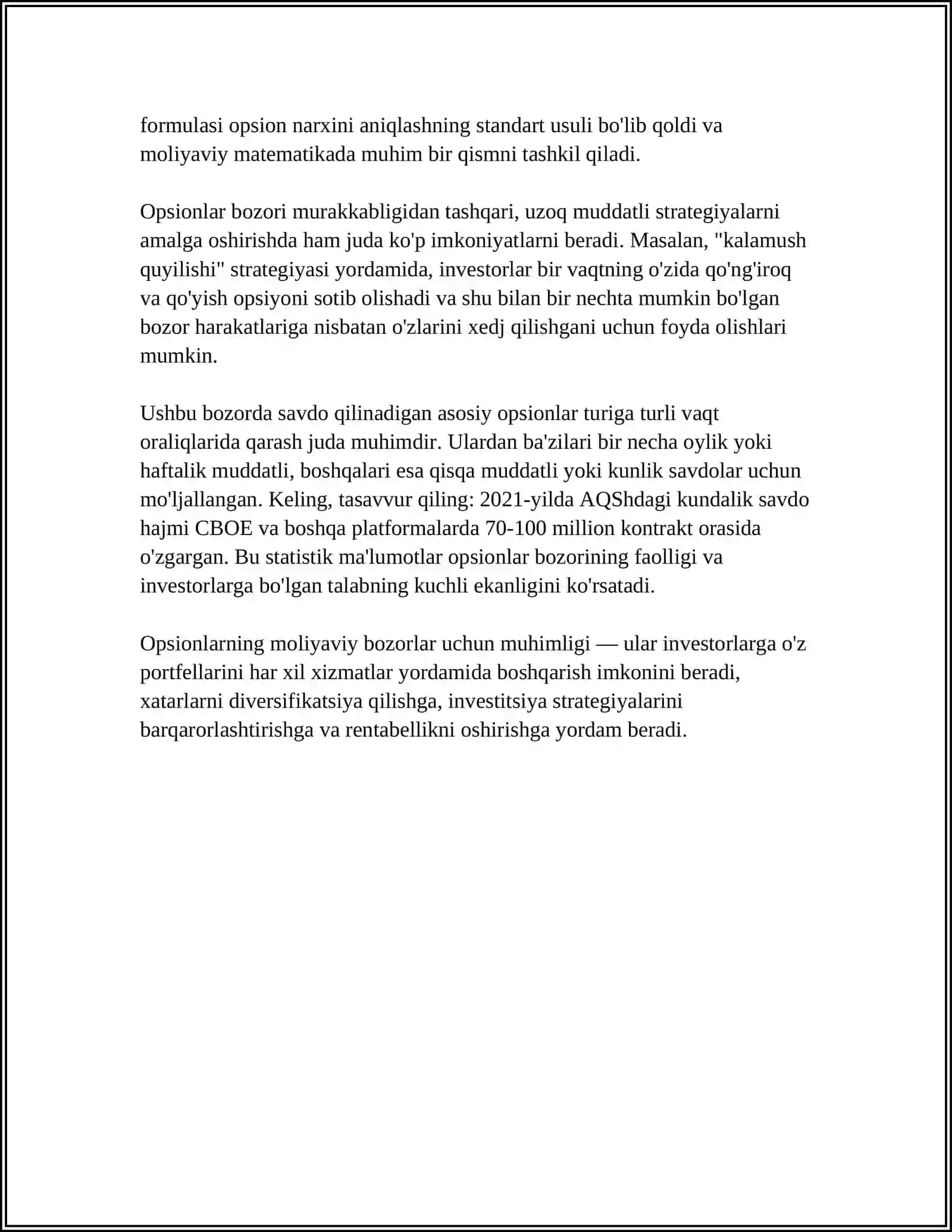 OPSIONLAR MOHIYATI VA QOLLANILISHI 4
