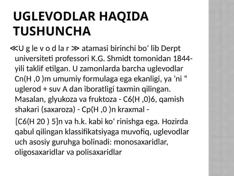 Uglevodlar almashinuvi va funksiyalari 4
