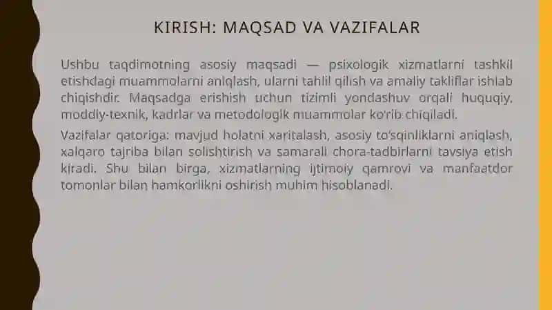 Psixologik xizmatni tashkil etish muammolari 4