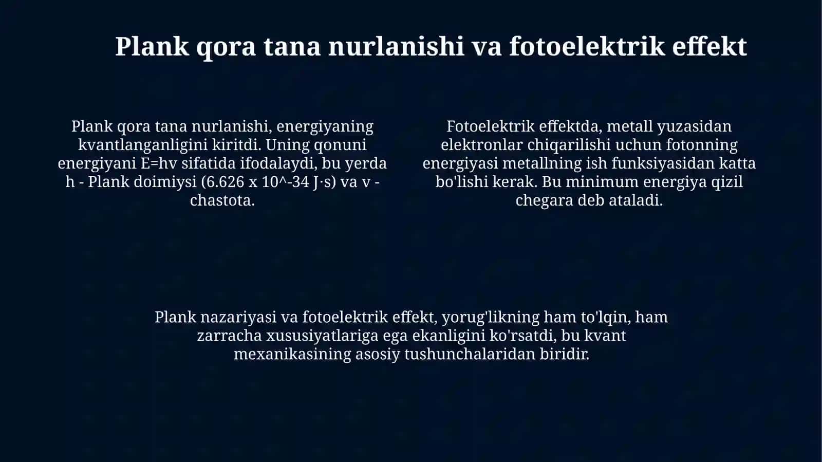 Elektromagnit nurlanishning kvatlanganligi 4