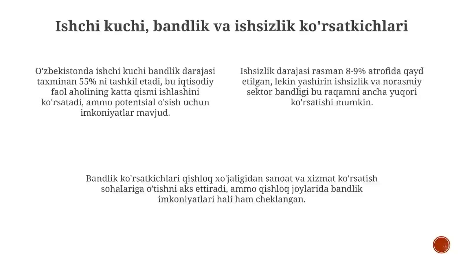 O'zbekiston Respublikasidagi bandlik va ishchi kuchibozori 4