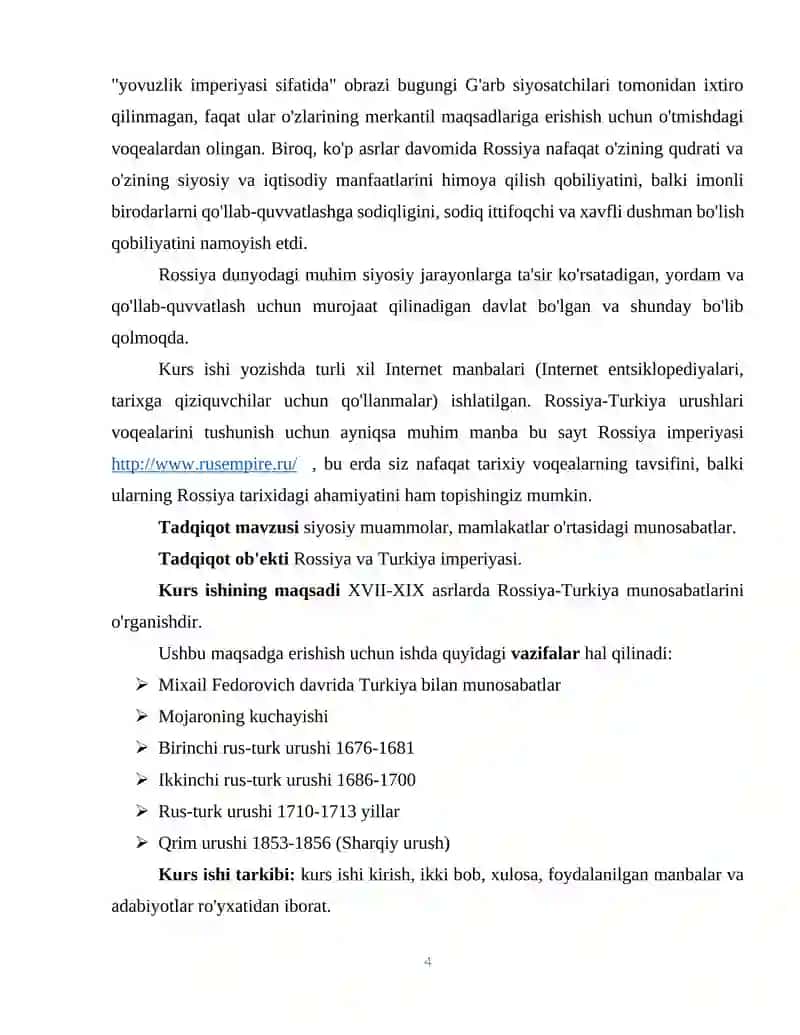 XVII-XIX asrlarda Rossiya-Turkiya munosabatlari 4