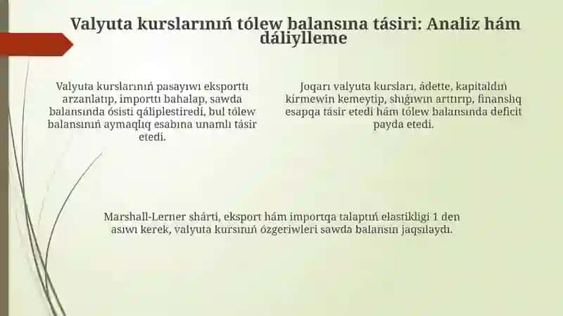 Valyuta kursları hám tólew balansınıń óz ara baylanısı 4