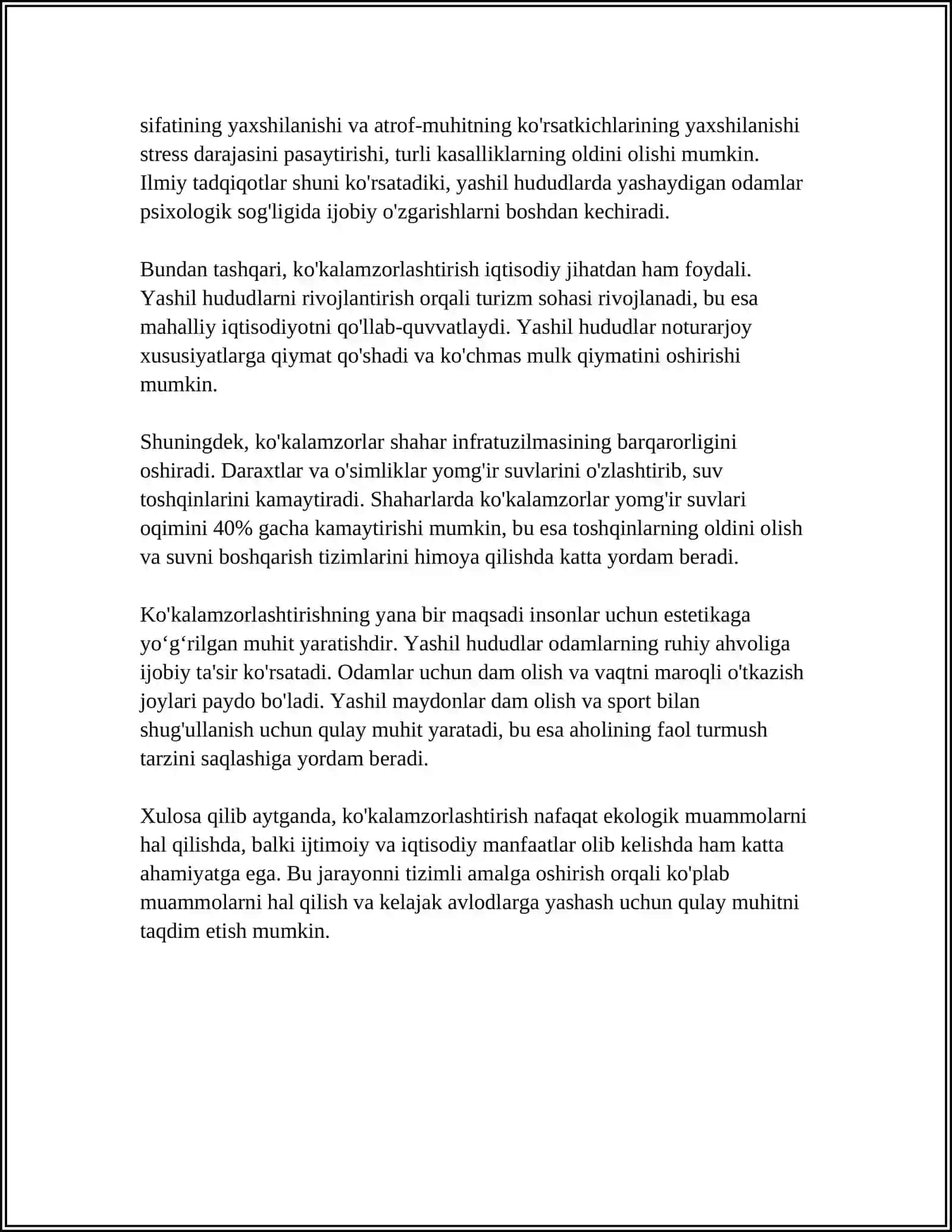 AVTOMOBIL YO'LLARINI KO'KALAMZORLASHTIRISH,OBODONLASHTIRISH VA ME'MORIY-MANZARALI LOYIHALASH 4