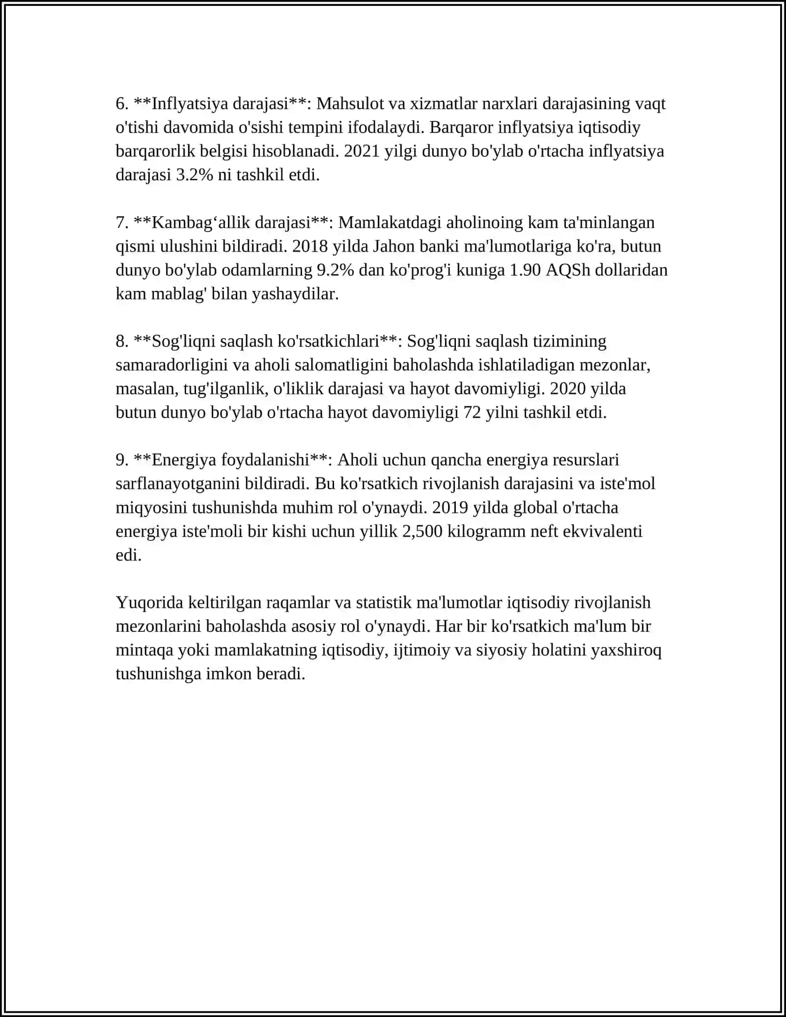 JAHON MAMLAKATLARINING IJTIMOIY-IQTISODIY RIVOJLANGANLIGI HAQIDA TASNIFI 4
