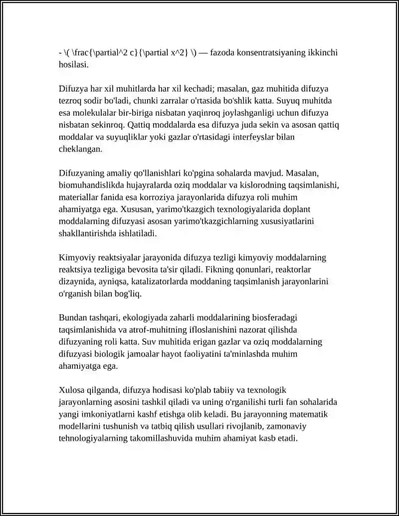 SAMARQAND AGROINOVATSIYALAR MUSTAQIL ISH: DIFUZYA VA OSMOS HOSSASI 4