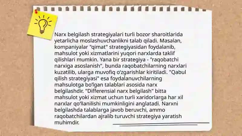 Narxni belgilash va unga taʼsir etuvchi omillar 4