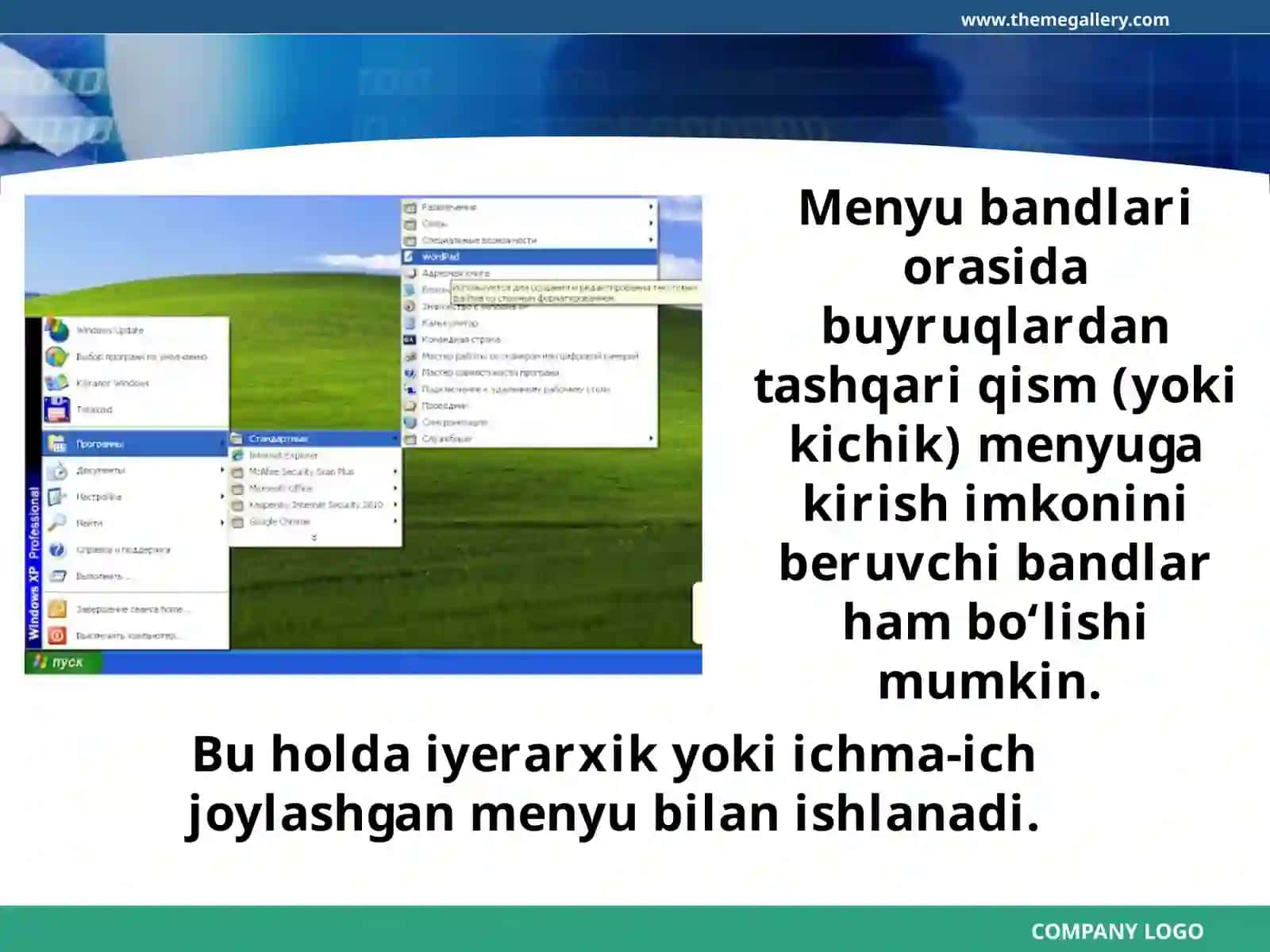 Informatika va hisoblash texnikasi asoslari fanidan bosh menyu mavzusida 4