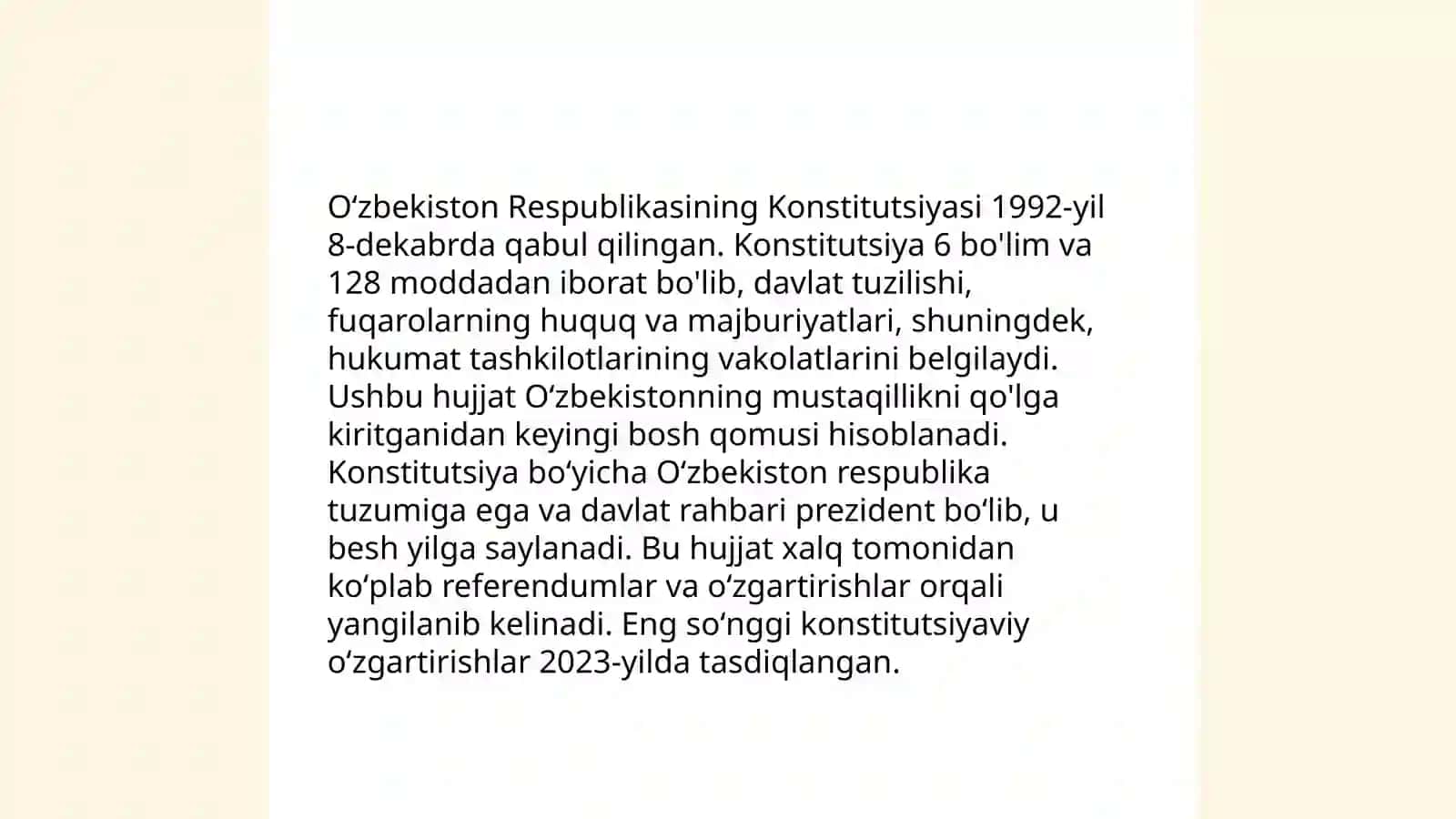 Oʼzbekiston davlat mustaqilligining qoʼlga kiritilishi. Huquqiy demokratik davlat qurish va fuqarolik jamiyatini shakllantirish 4