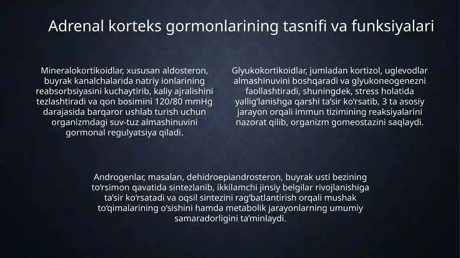 Stress holatida buyrak usti bezlari po'stlog'i gormonlarining roli va hujayralarini ko'rinishlari 4