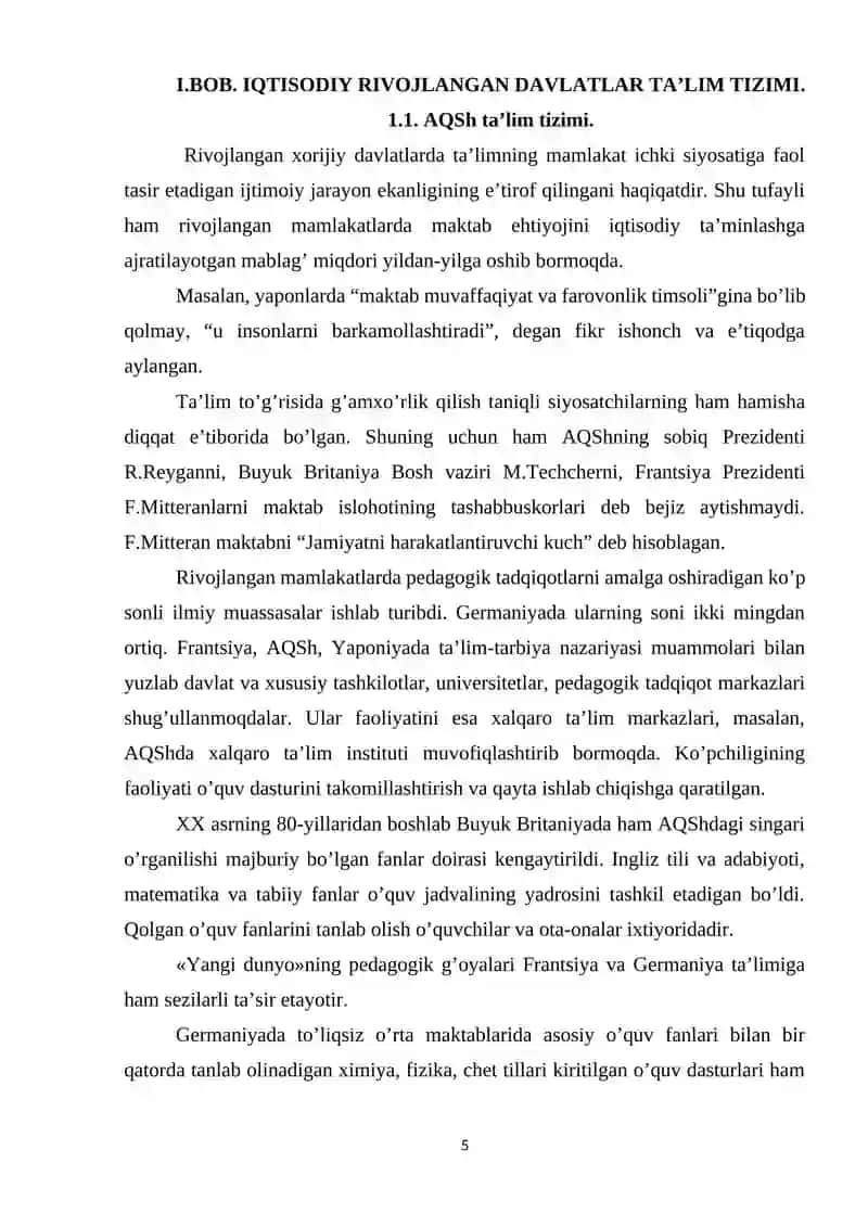 IQTISODIY RIVOJLANGAN XORIJIY DAVLATLARDA TA’LIM TIZIMI 4
