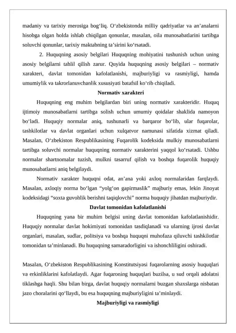 Huquq tushunchasi, belgilari, mohiyati va printsiplari 4