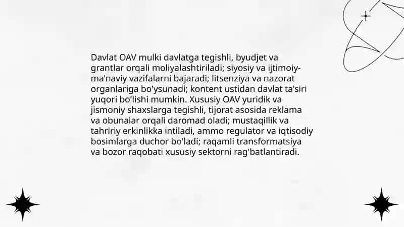 O'zbekiston respublikasida ommaviy axborot vositalarining faoliyati 4