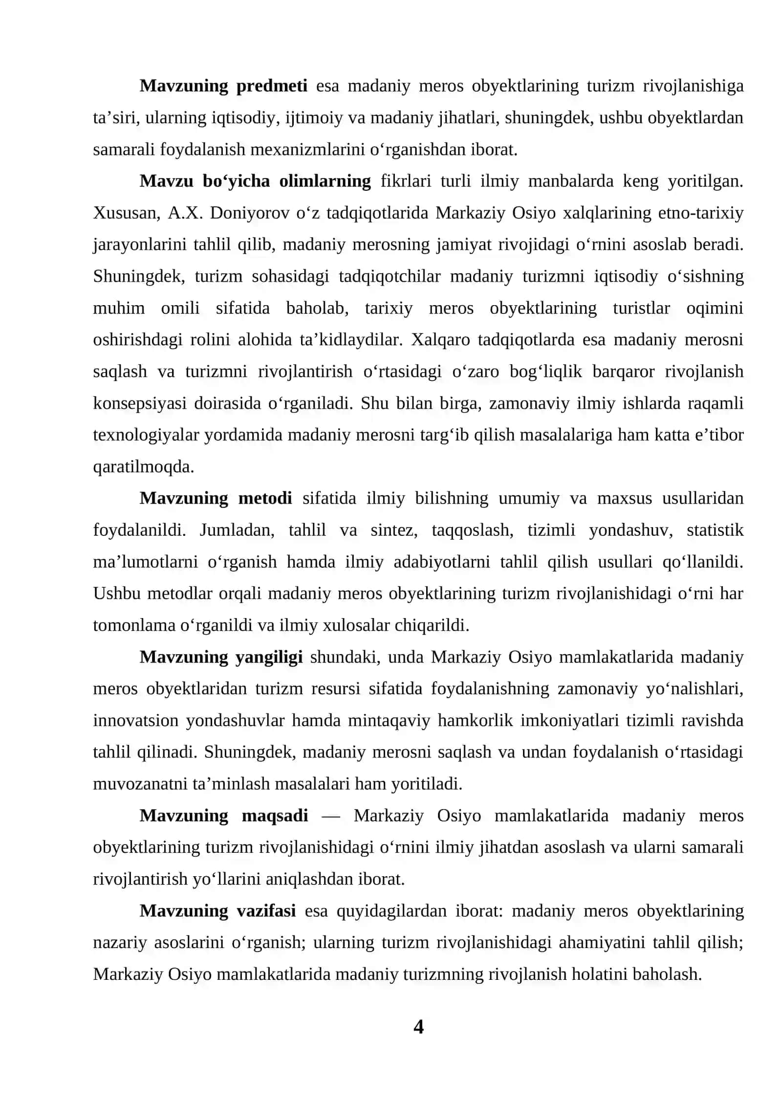 Markaziy osiyo mamlalatlarida madaniy meros obyektlarining turizm rivojlanishidagi o'rni 4