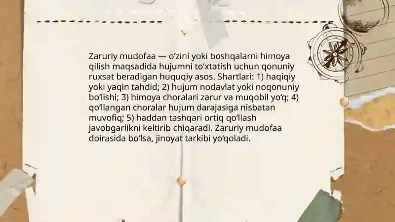 Qilmishning jinoyiligini istisno qiladigan holatlar 4
