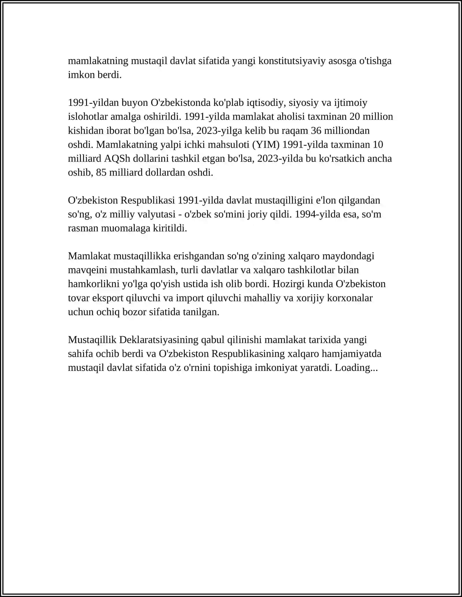 OʻZBEKISTON RESPUBLIKASI DAVLAT MUSTAQILLIGI ASOSLARI TOʻGʻRISIDAGI QONUN 4