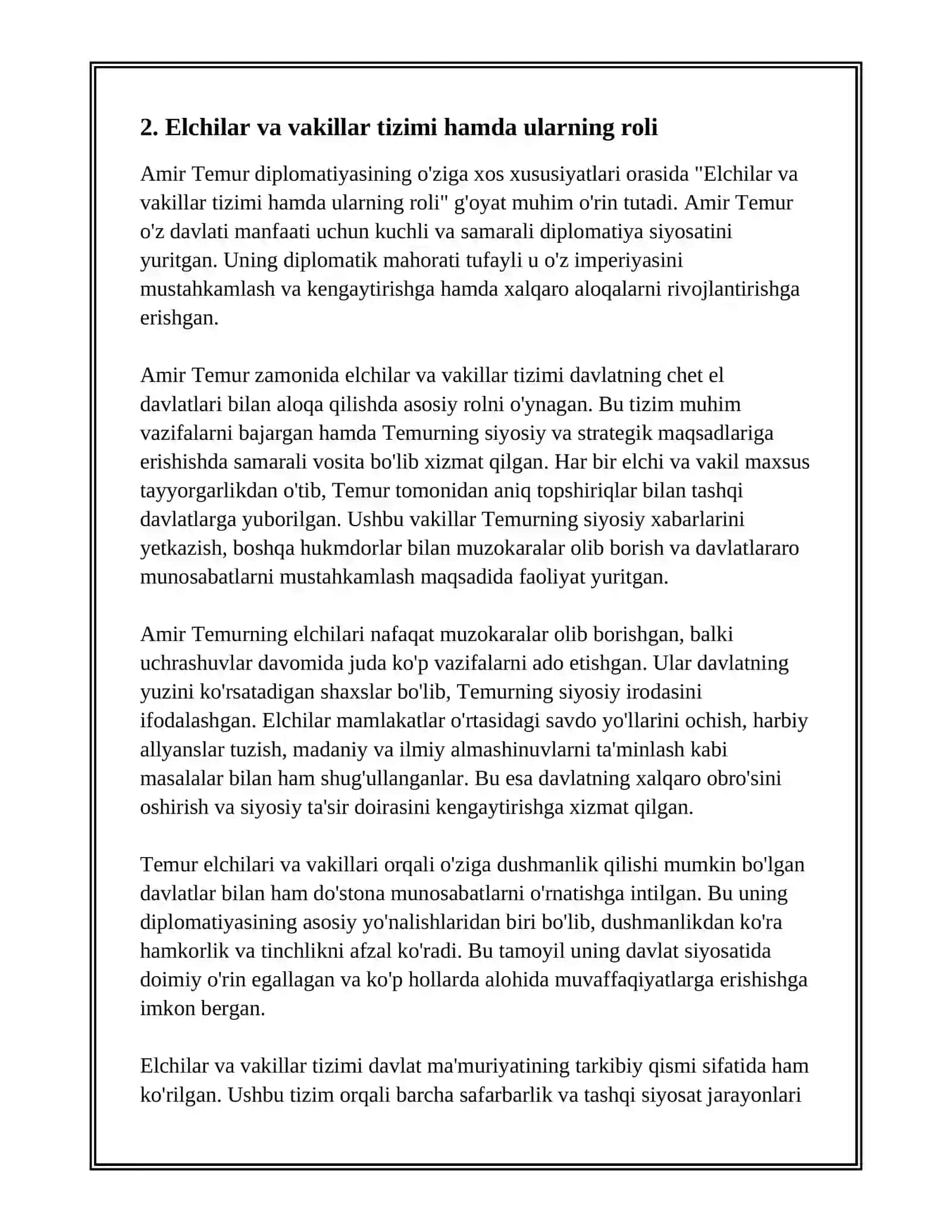 AMIR TEMUR DIPLOMATIYASINING O'ZIGA XOS XUSUSIYATLARI 4