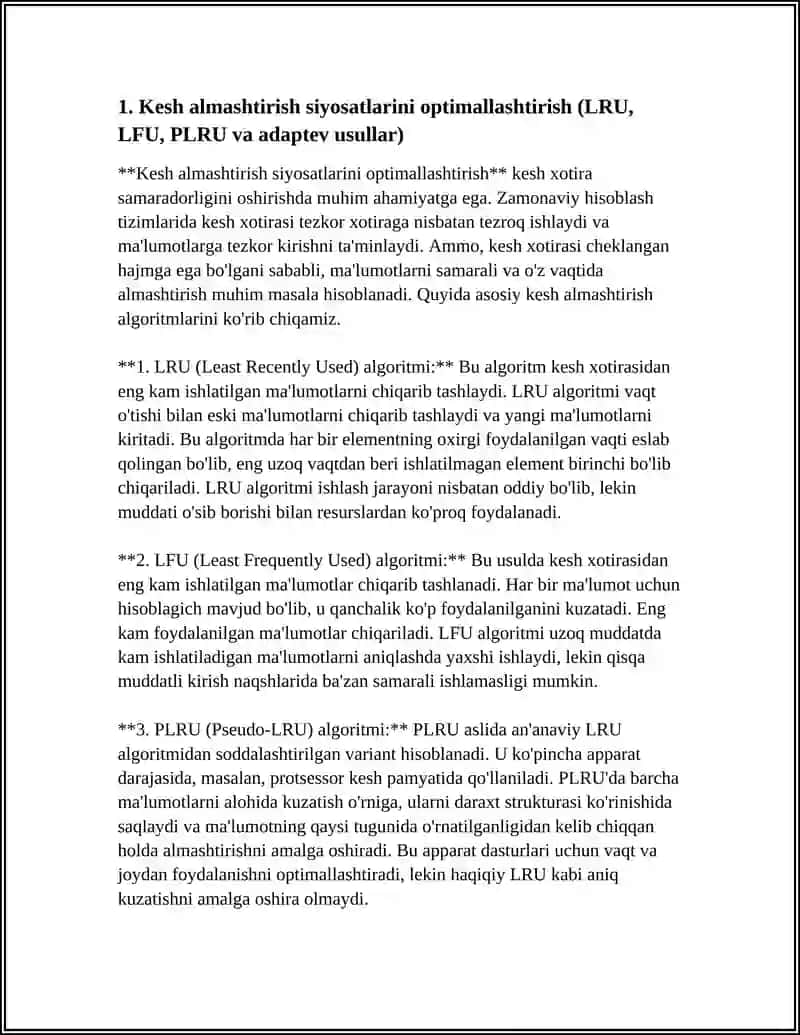 KESH XOTIRA SAMARADORLIGINI OSHIRISH USULLARI 4