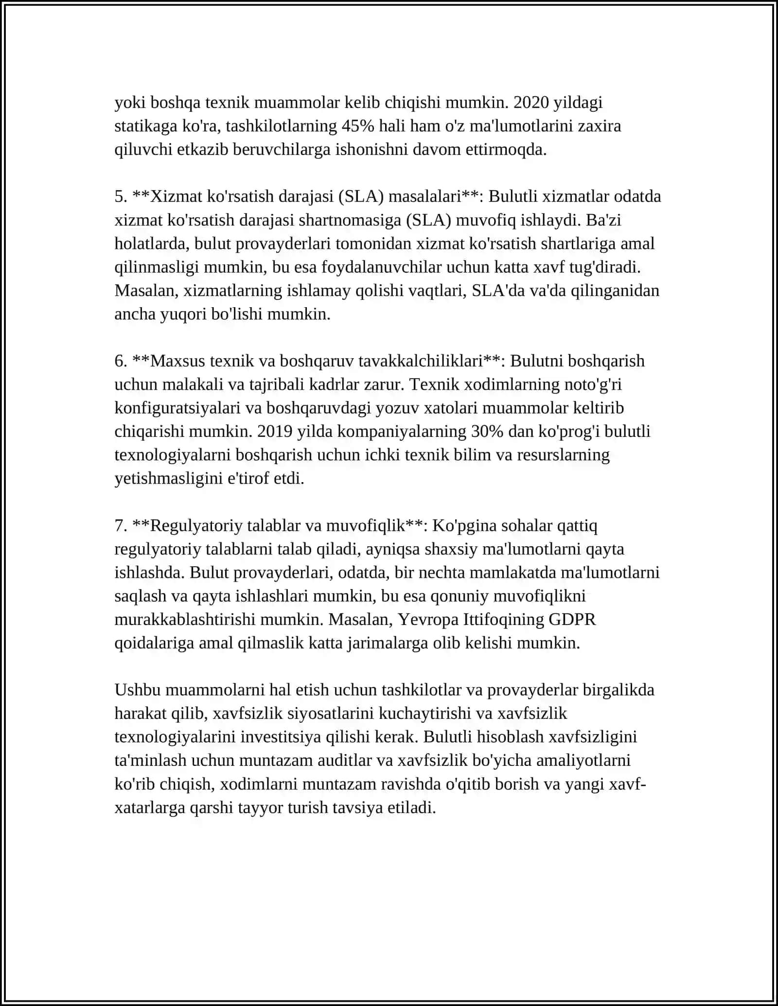 BULUTLI HISOBLASH XAVFSIZLIGI 4