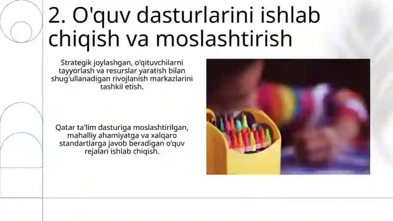 Ilk Qatar óquv dasturi asosida rivojlantiruvchi markazlarni tashkil etish 4