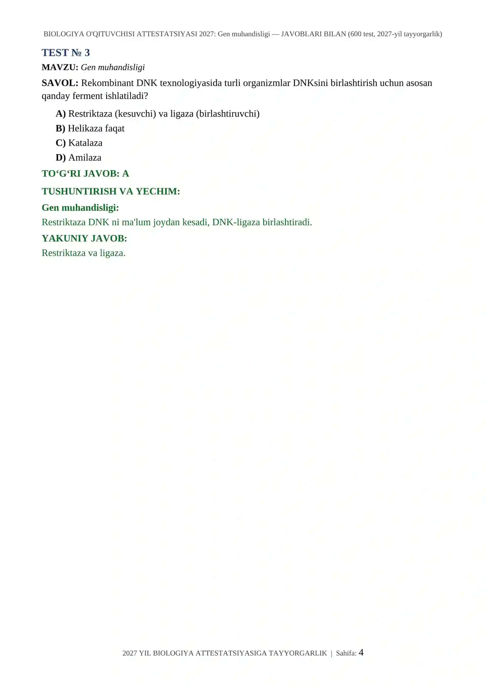 BIOLOGIYA O'QITUVCHISI ATTESTATSIYASI 2027 4