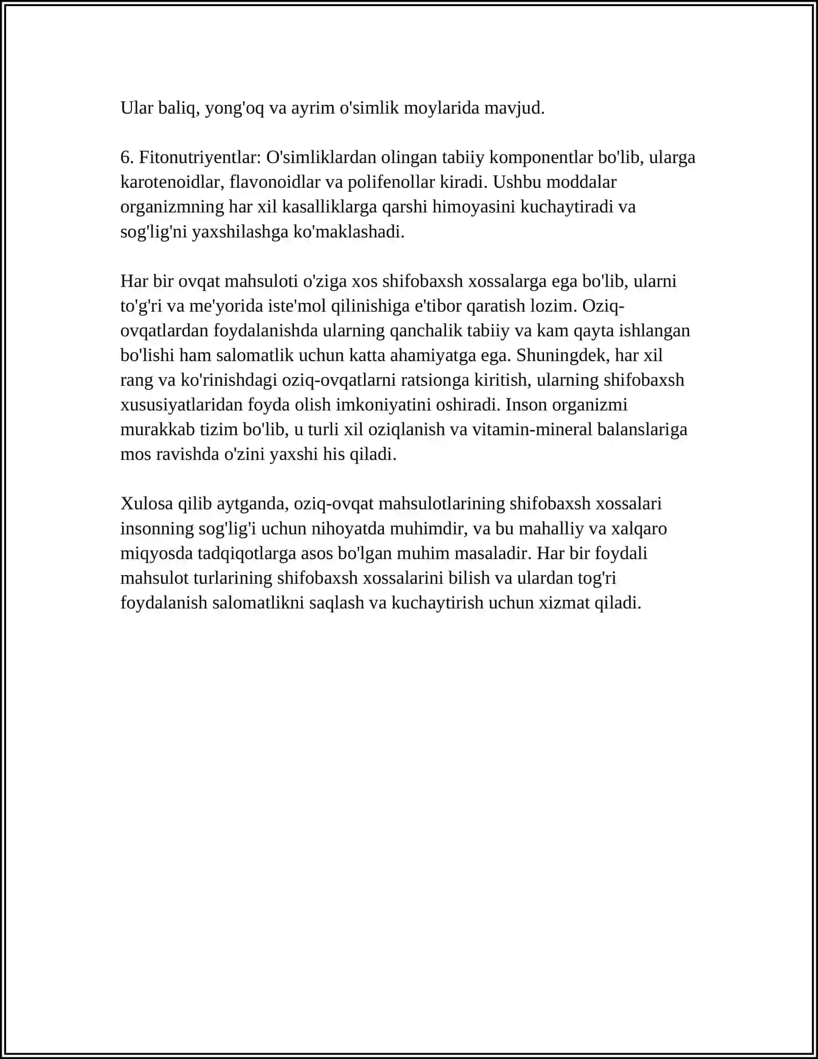 Oziq-ovqat mahsulotlarining shifobaxsh xossalarining umumiy tamoyillari 4