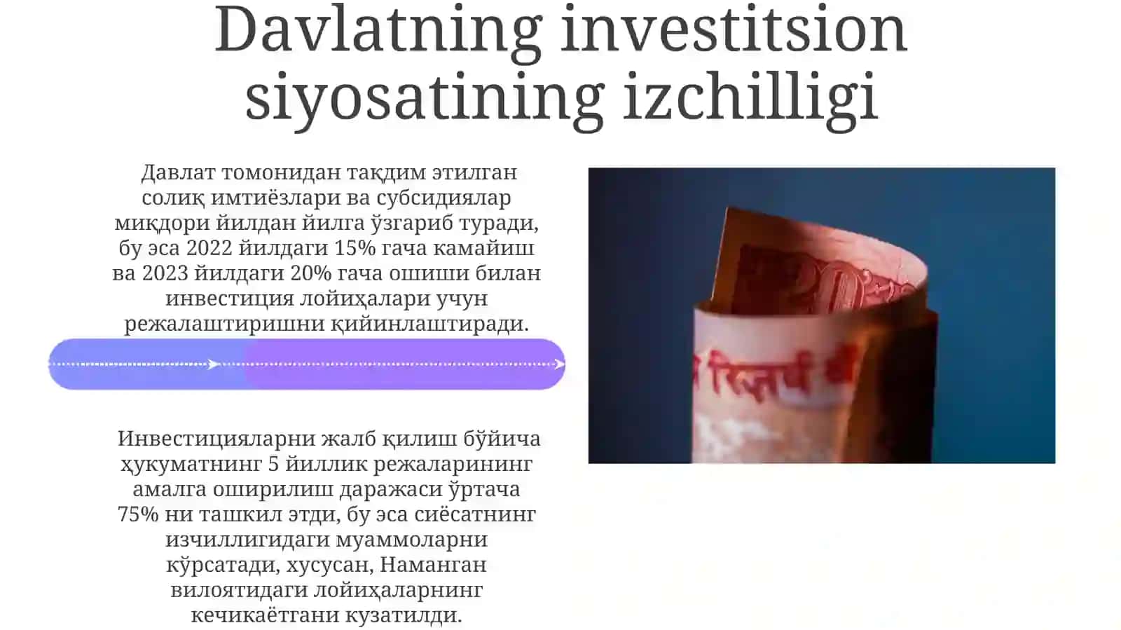 Investitsiyalarni davlat tomonidan qo'llab-quvvatlash masalalari 4